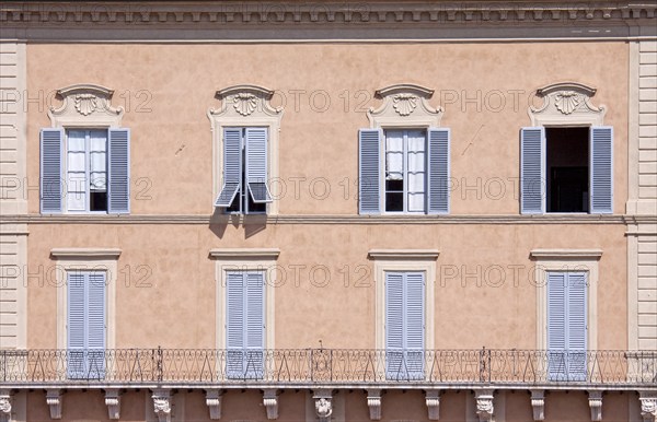 House facade with window, Siena, Tuscany, Italy, Europe