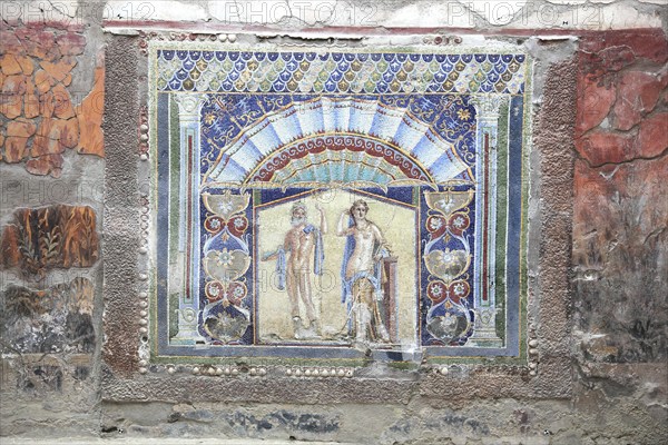 Neptune and Amphitrite, wall mosaic in house no. 22 in the ruined city of Herculaneum, Campania,