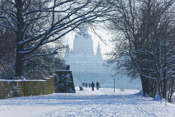 Dresden silhouette in winter