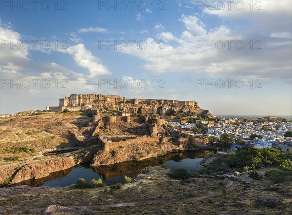 Mehrangarh Fort in Jodhpur on sunset. Rajasthan, India, Asia