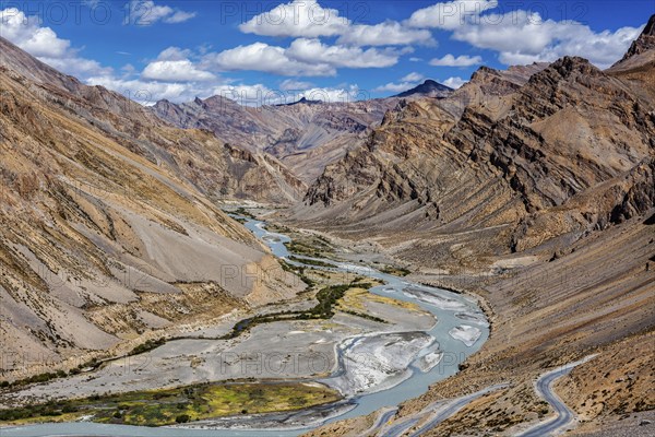 Himalayan landscape in Himalayas along Manali-Leh road. Ladakh, India, Asia
