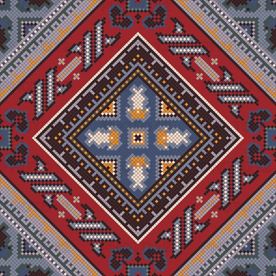 Traditional Georgian folk art embroidery vector pattern