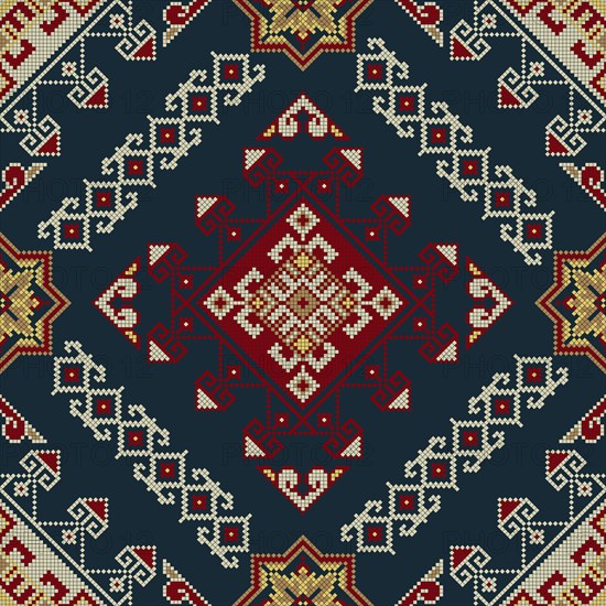 Traditional Georgian folk art embroidery vector pattern