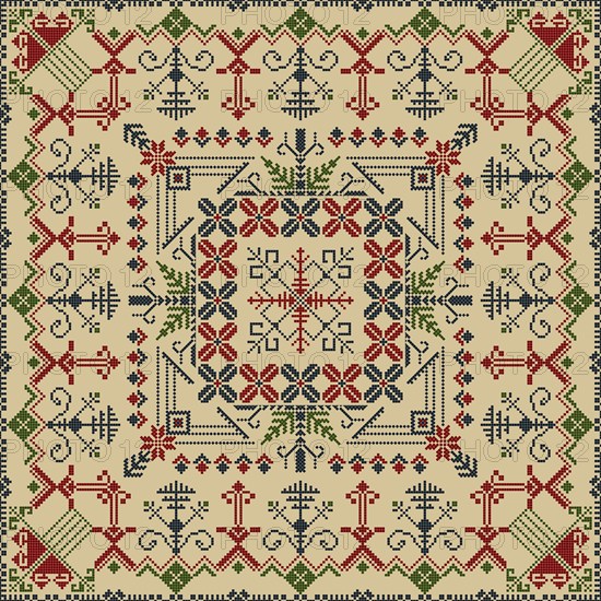 Traditional Latvian embroidery seamless pattern, vector illustration