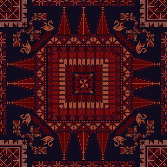 Decorative Palestinian seamless pattern in colors, traditional Tatreez embroidery, vector