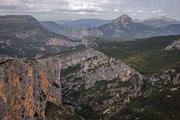 View into the Verdon Gorge at the Belvedere de la Dent d Aire, Grand Canyon du Verdon, Département
