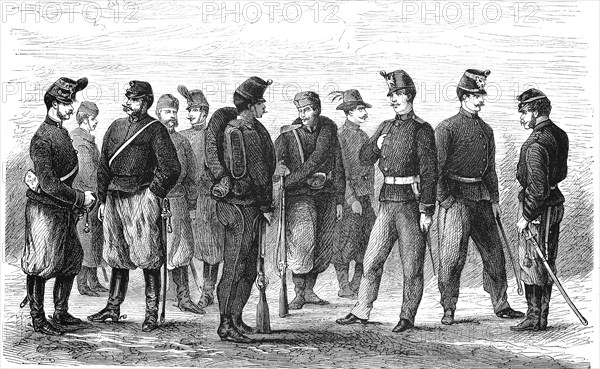 The New Uniforms of the Officers and Soldiers of the Artillery of the Army of Austria in 1869,