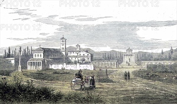 The New Cemetery, Campo Santo, in 1869 in Rome, Italy, Historic, digitally restored reproduction of