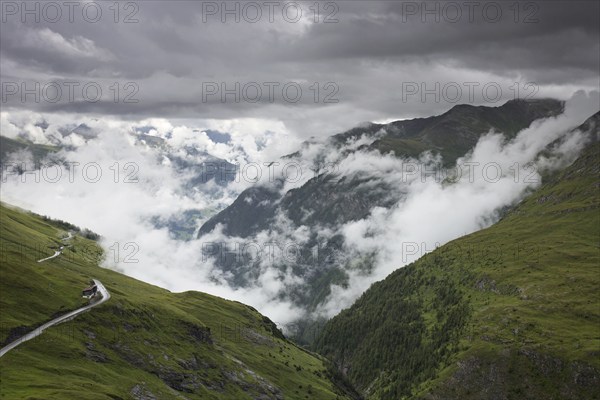 Rain clouds over the Franz-Josefs-Straße, Grossglockner High Alpine Road near Heiligenblut am
