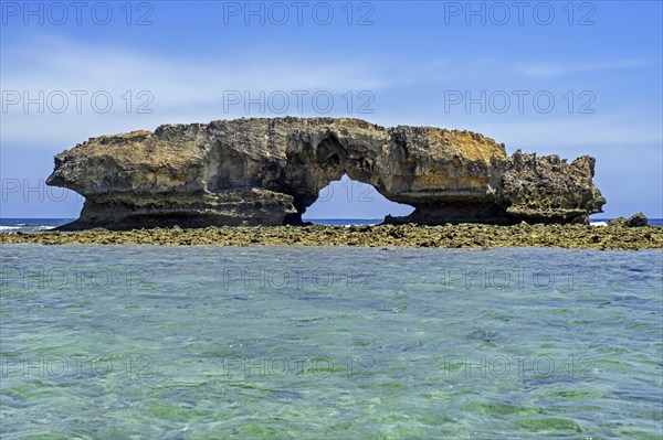 Natural rock arch in the Mozambique Channel in front of the fishing village Andavadoaka near