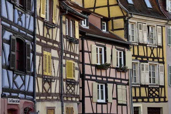 Half-timbered facades, Petite Venise, Little Venice, Colmar, Département Haut-Rhin, Alsace, France,
