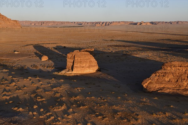 Qasr Al-Farid, 2000-year-old tomb of the Nabataeans, aerial view, Hegra or Madain Salih, AlUla