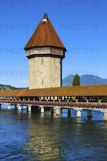 Chapel Bridge with Rigi, Reuß, Lucerne, Switzerland, Europe