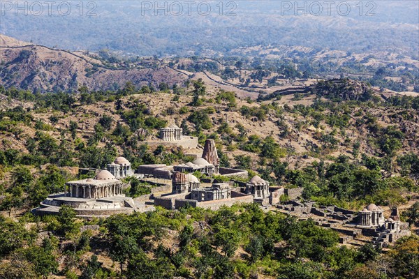 Hindu temples inside Kumbhalgarh fort. Rajasthan, India, Asia