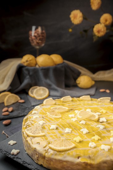 Lemon (citrone) cake with almond tree (Prunus dulcis)
