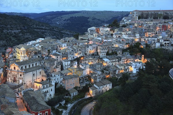 City of Ragusa, the late Baroque district of Ragusa Ibla by night, Unesco World Heritage Site,