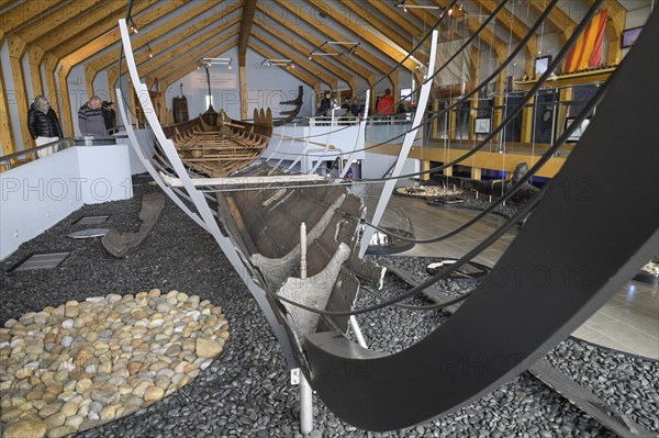 Reconstruction of the longship Haithabu 1, exhibition in the Viking Museum Haithabu, Schleswig,