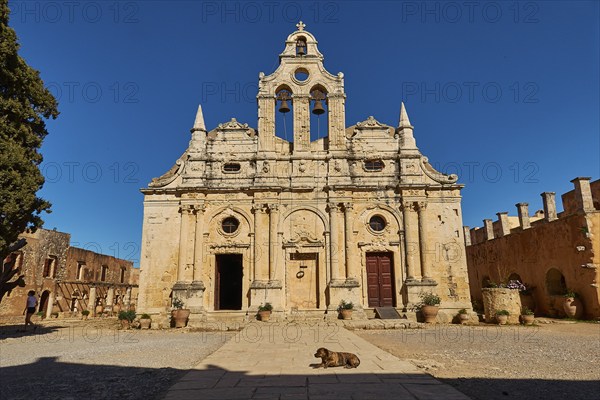Hapt Church, Super Wide Angle, Forecourt, Dog, Bell Tower, Arkadi, Orthodox Monastery, National