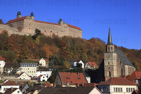 Plassenburg Castle with Old Town and Petri Church, Kulmbach, Upper Franconia, Bavaria, Germany,