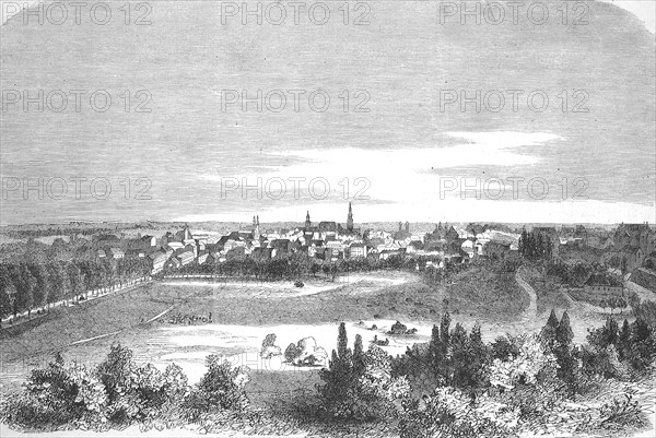 View of Poznan in 1869, today Poznan, Poland, Historic, digitally restored reproduction of a 19th