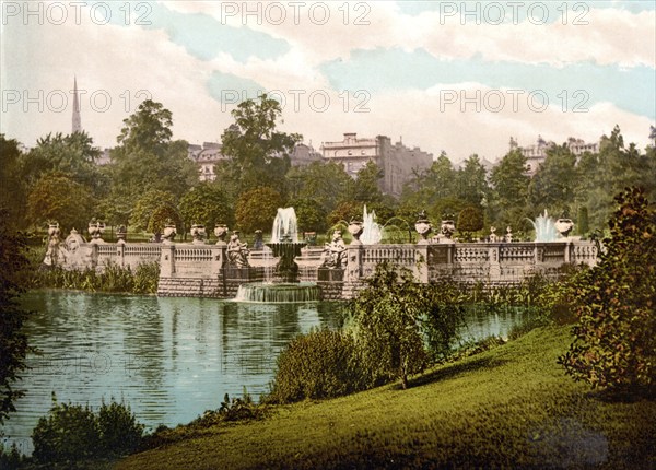 Kensington Gardens, one of the royal parks in London, ca 1895, England, Historical, digitally