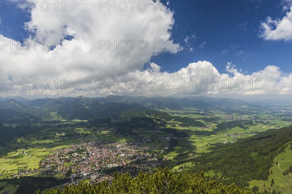 Panorama from Schattenberg, 1692m, on Oberstdorf, Allgäu, Bavaria, Germany, Europe