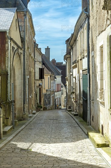 Sancerre labelled Les Plus Beaux Villages de France. Street in the city. Cher department.