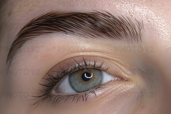 Close up of full woman's eyebrows. Generative Ai, AI generated