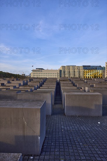 Memorial to the Murdered Jews of Europe, Holocaust Memorial at night in Berlin, capital,
