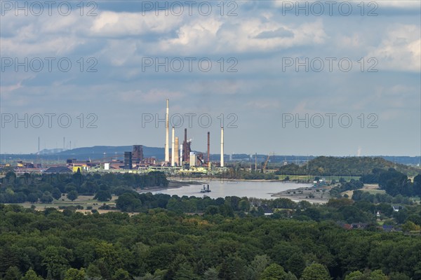 View from the Rheinpreußen spoil tip to the industry on the Rhine near Duisburg, Moers, North