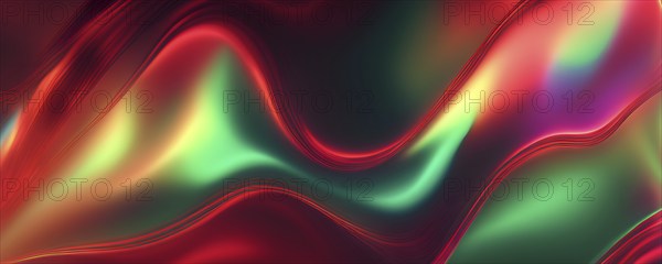 Abstract holographic background with swirling iridescent vibrant colors, AI generated
