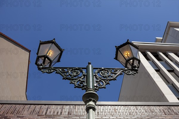 Historic old Düsseldorf gas lantern in the historic city centre, Düsseldorf, North