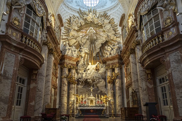 Altar of the baroque Karlskirche in Vienna, Austria, Europe