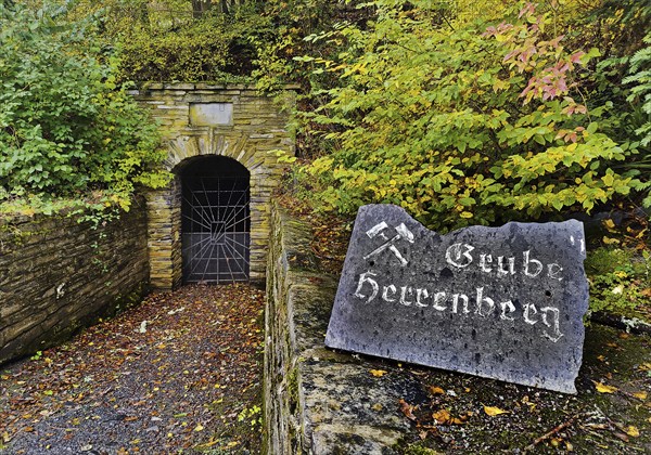 Herrenberg mine, tunnel mouth to the slate mine, Bundenbach, Birkenfeld district, Hunsrück,