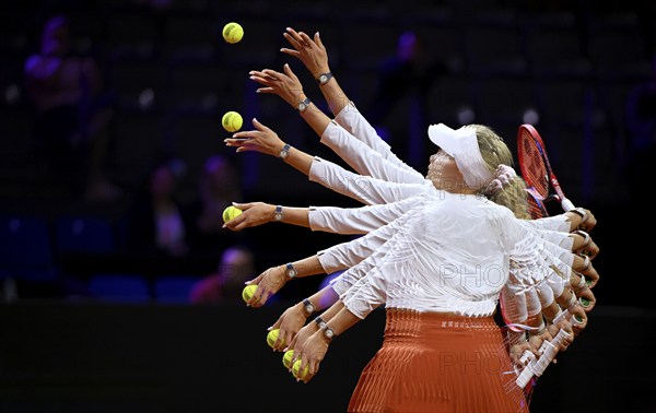 Feature, multishot, multiple exposure, motion effect, Donna Vekic (CRO) action, tennis, Porsche Cup