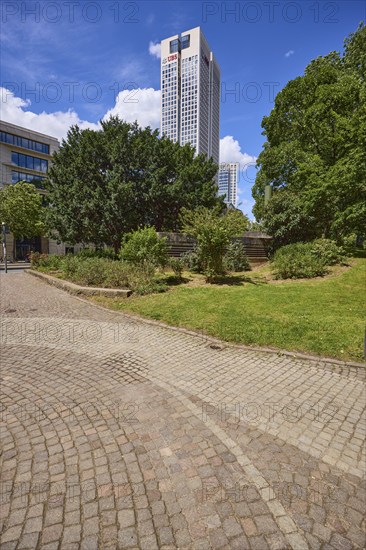 Taunusanlagen with the UBS head office in the OpernTurm tower block in Frankfurt am Main,