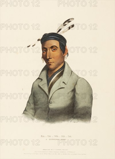 Ka-Ta-Wa-Be-Da. A Chippeway Chief (1841), Indians, Historical Indian tribes from North America,