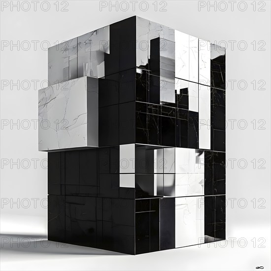 Minimalist abstract wallpaper illustration symbolizing architecture in simple geometric shapes, AI