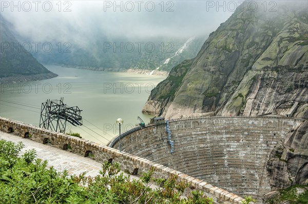 Dam wall of Grimselsee reservoir in the Bernese Oberland Grimselsausee, Guttanen, Canton of Bern,