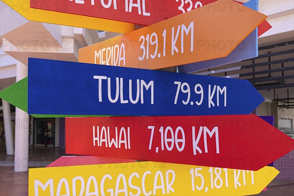 San Miguel de Cozumel, Mexico, Central Plaza and colorful colonial city downtown streets during