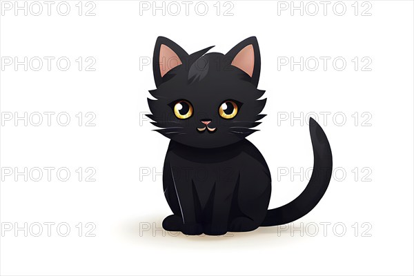 A simple cartoon cat with a white background, AI generated