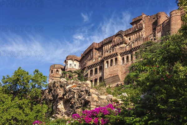 Mehrangarh fort famous tourist attraction landmark. Jodhpur, Rajasthan, India, Asia