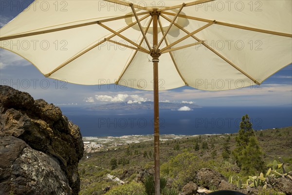 Panorama from Mirador de Chirche over Guia de Isora and Playa de San Juan to the west coast, with