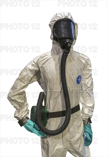Personal Protective Equipment, PPE protective clothing with respirator with FFP3 filter for