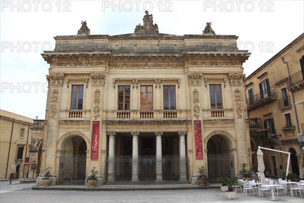 Old town of the late Baroque city of Noto in the Val di Noto, Theatre, Teatro Comunale Vittorio