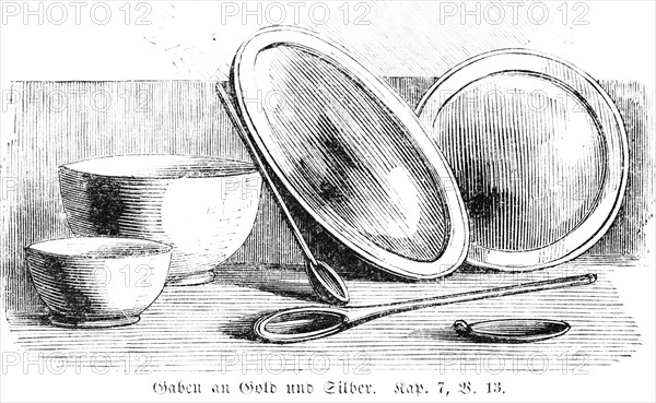 Gifts of gold and silver, gift, gift, silver bowl, 130 shekels, two bowls, Moses, Old Testament,