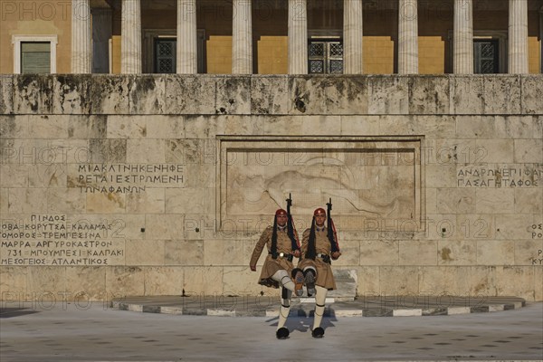 ATHENS, GREECE, MAY 20, 2010: Changing of the presidential guard Evzones in front of the Monument