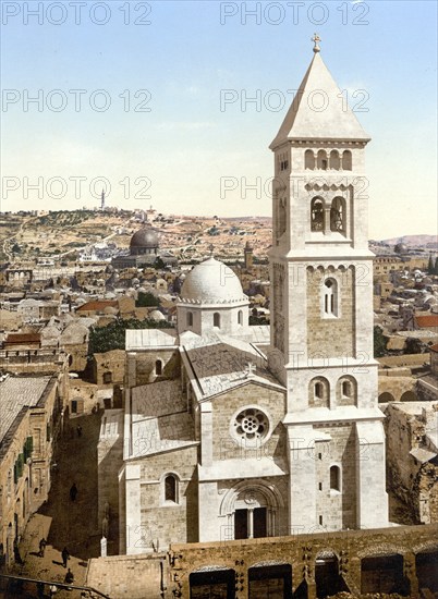Church of St. Saviour, Jerusalem, Holy Land, Israel, c. 1890, Historic, digitally restored
