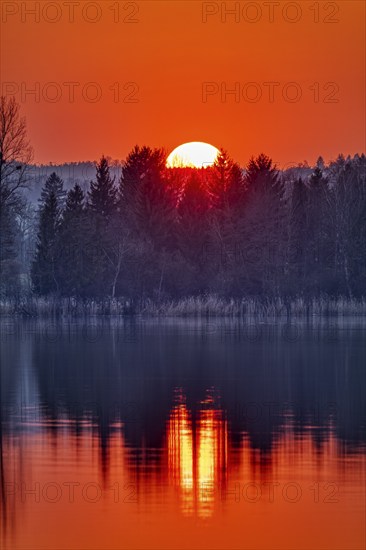 Sunset, Waginger See, Bavaria, Germany, Europe