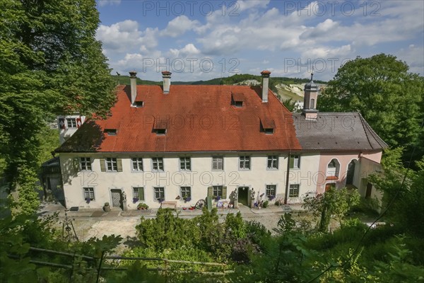 View of Klingenstein Castle, historical building, architecture, green landscape, clouds, wall,